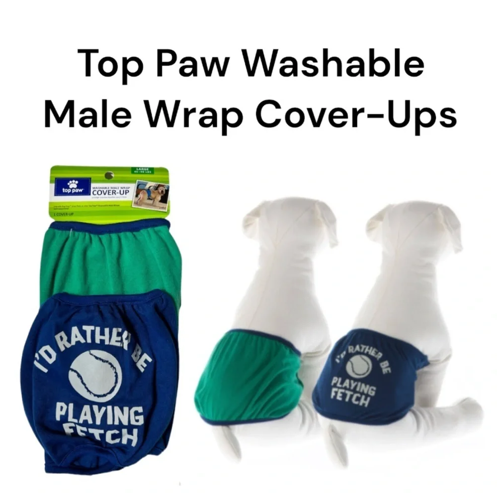 NWT 2 Top Paw Washable Male Wrap Cover-Ups Size Large